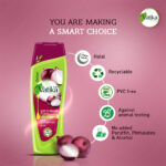 “Herbal ingredients used in Dabur Vatika Shampoo including amla, aloe vera, and henna.” 
