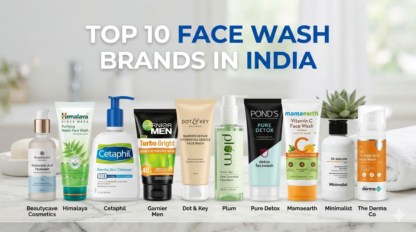 Top 10 face wash brands in India including Himalaya, Cetaphil, Garnier, Mamaearth, Minimalist and other best cleansers for oily, dry and acne-prone skin